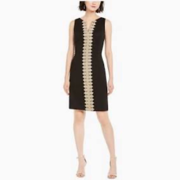 Pappagallo Dresses & Skirts - Pappagallo Gold Embellished Sleeveless Sheath Dress Size 10